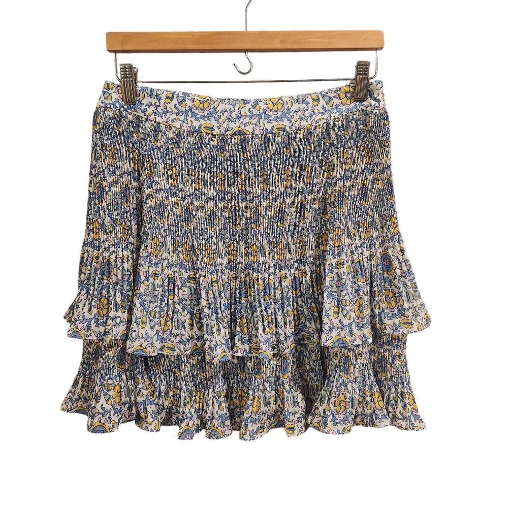 Boden Plisse Mini Skirt Blue Floral Size 8 - Picture 3 of 9